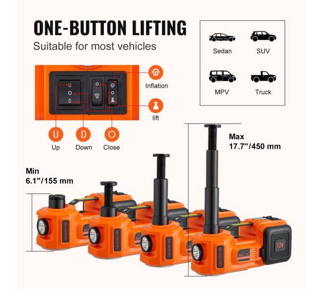 Elektrinė hidraulinė automobilio keltuvas 5 t 12V su veržliarakčiu2