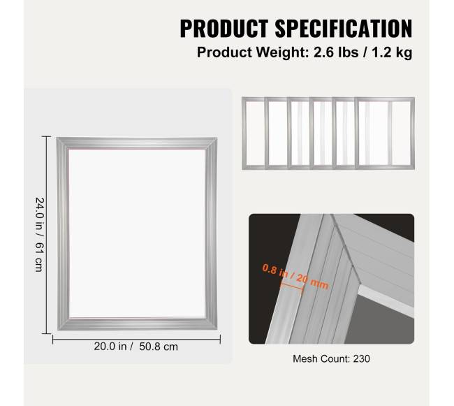 Šilkografijos rėmų rinkinys 50x61 cm 230 tinklelis 2 vnt.6