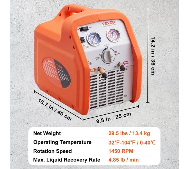 Nešiojamas 34 AG šaldymo agento atgavimo įrenginys6