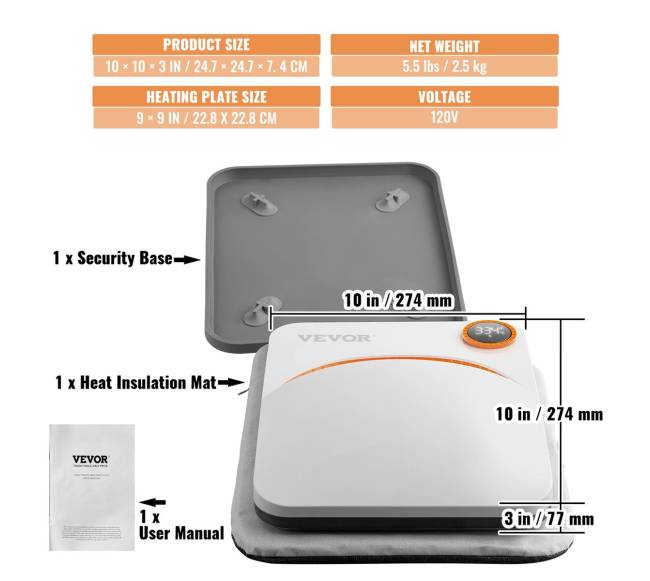 9 x 9 cm karščio spaudimo presas6