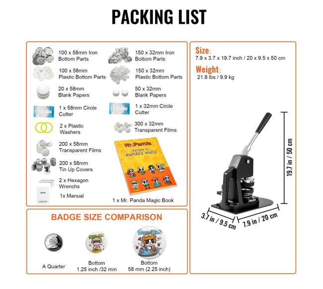 Ženkliukų gamybos aparatas, 32+58 mm rinkinys6