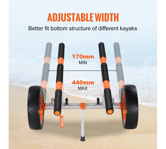 Kanojų vežimėlis su reguliuojamu pločiu ir atrama4