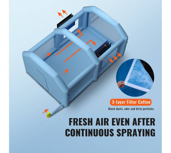 Pripučiamas dažymo paviljonas automobiliams 4x3x2.75 m3