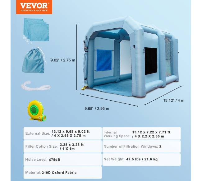 Pripučiamas dažymo paviljonas automobiliams 4x3x2.75 m6