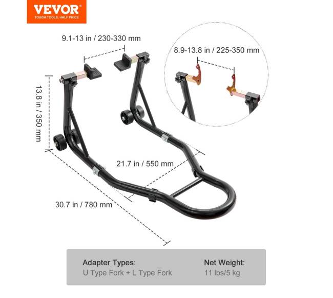 Motociklo galinio rato stovas su U + L šakės šarnyru6