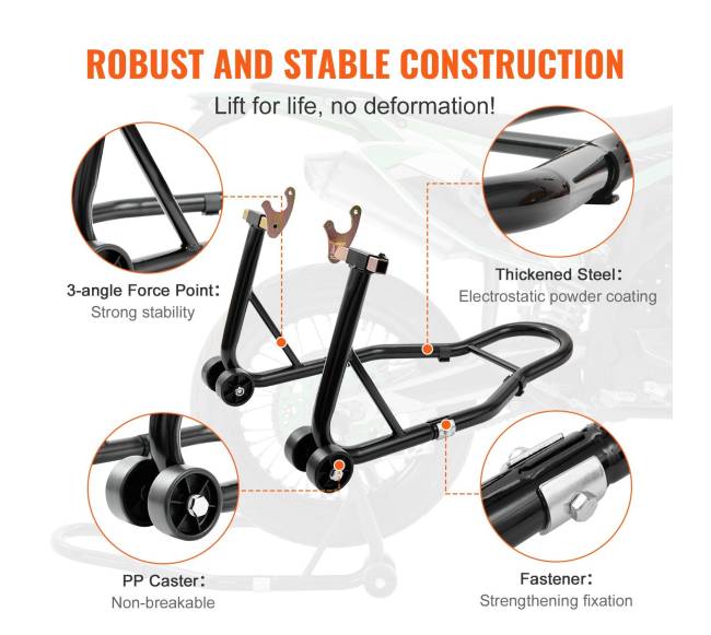 Motociklo stovų rinkinys priekinei ir galinei dalims5