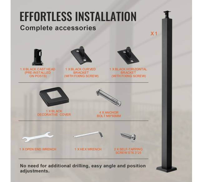 Laiptų turėklų stulpas 107 x 5 x 5 cm5