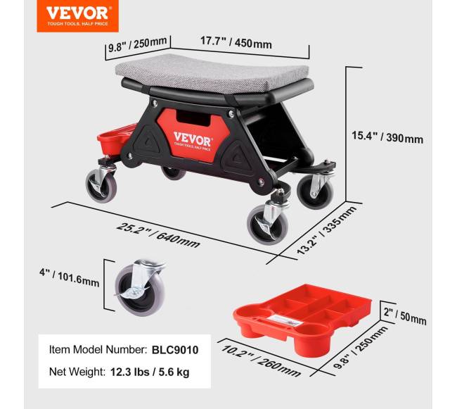 Mechaniko kėdutė su ratukais ir įrankių stalčiais6