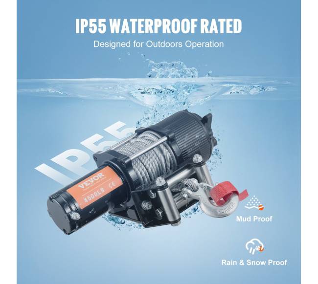 Elektrinė gervė 12V 2041 kg su plieniniu lynu4