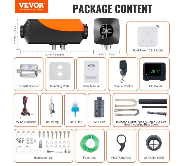 Dyzelinis oro šildytuvas 12V 2KW su nuotolinio valdymo pultu6