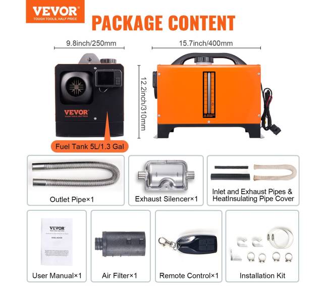 Dyzelinis oro šildytuvas su Bluetooth valdymu, 12V, 8KW6