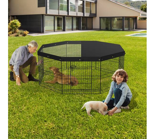 Metalinė sulankstoma šunų žaidimų aikštelė su viršeliu7