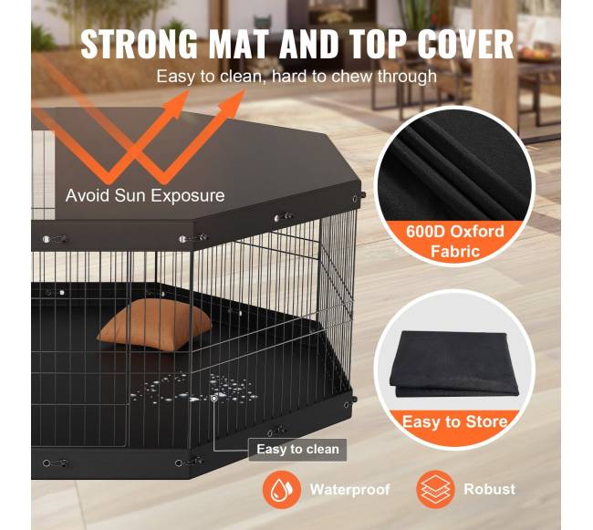 Šunų maniežas, 8 panelės su viršutine danga ir kilimėliu3