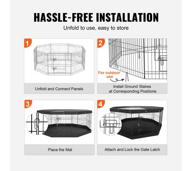 Šunų maniežas, 8 panelės su viršutine danga ir kilimėliu4