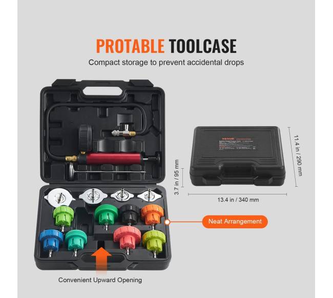 14 dalių radiatoriaus slėgio testavimo rinkinys5