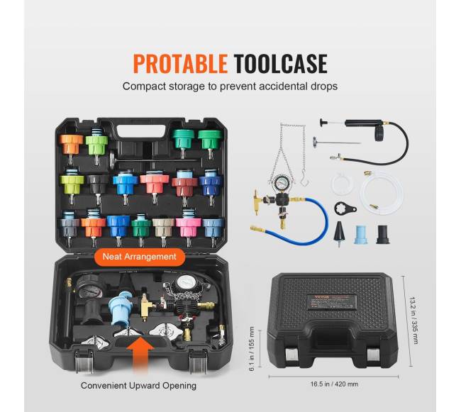 28 dalių universalus radiatoriaus slėgio testerio rinkinys5