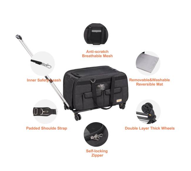 Katės vežimėlis su ratukais ir rankena6