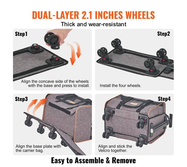 Katės vežimėlis su ratukais ir teleskopine rankena3