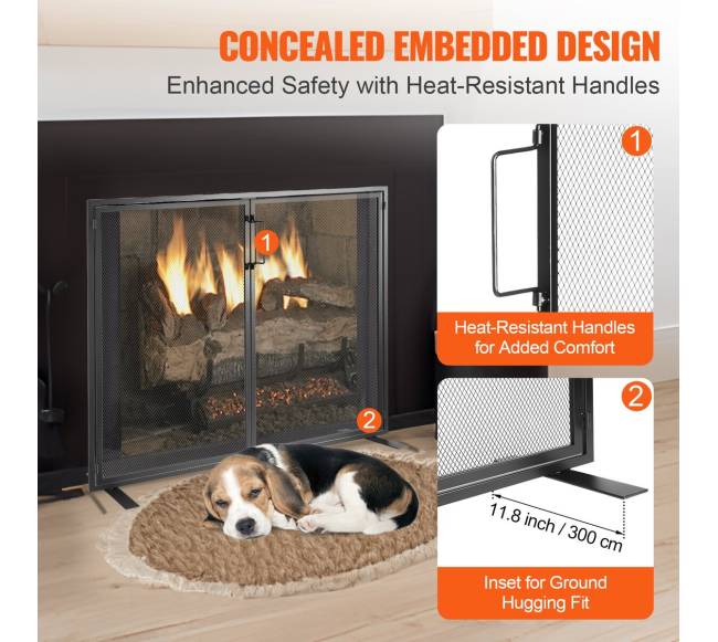 Židinio ekranas vienos dalies su durelėmis4