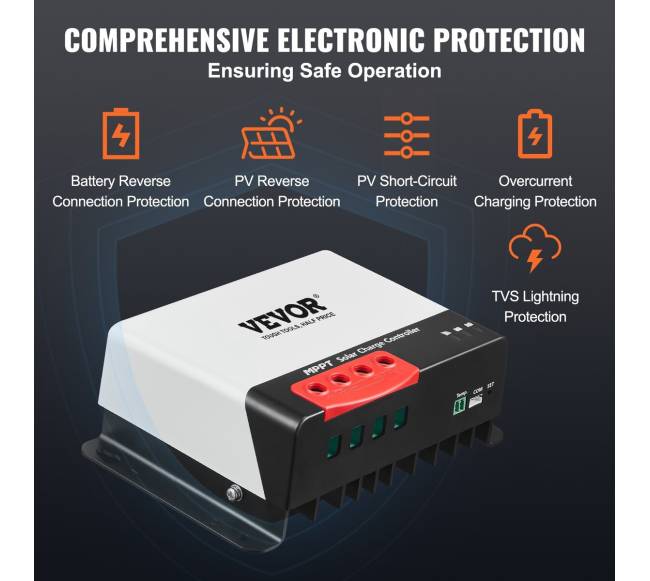 MPPT saulės energijos valdiklis 50A su Bluetooth5