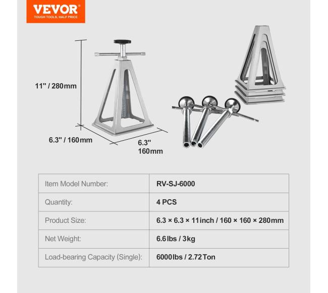 RV stabilizavimo domkratai, 4 vnt aliuminio6