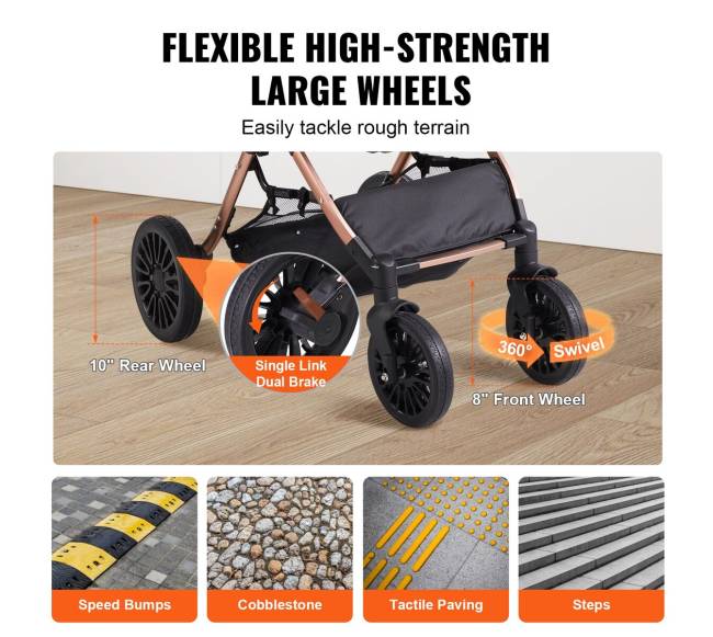 Šunų vežimėlis su keturiais ratais ir stabdžiais2