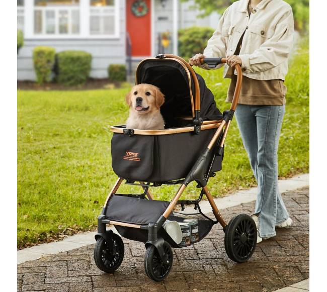 Šunų vežimėlis su keturiais ratais ir stabdžiais7