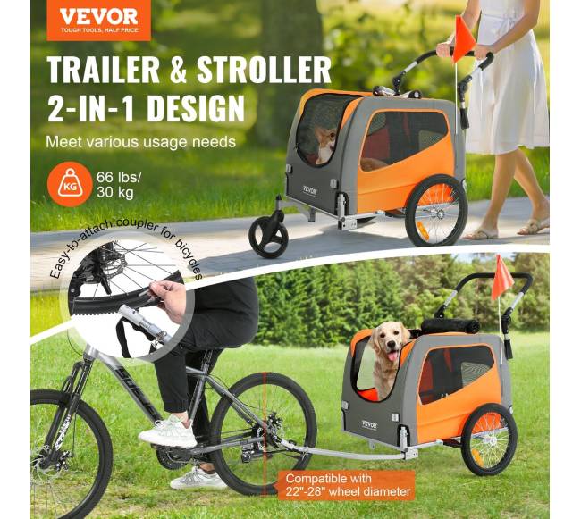 Šunų dviračio priekaba, iki 30 kg1