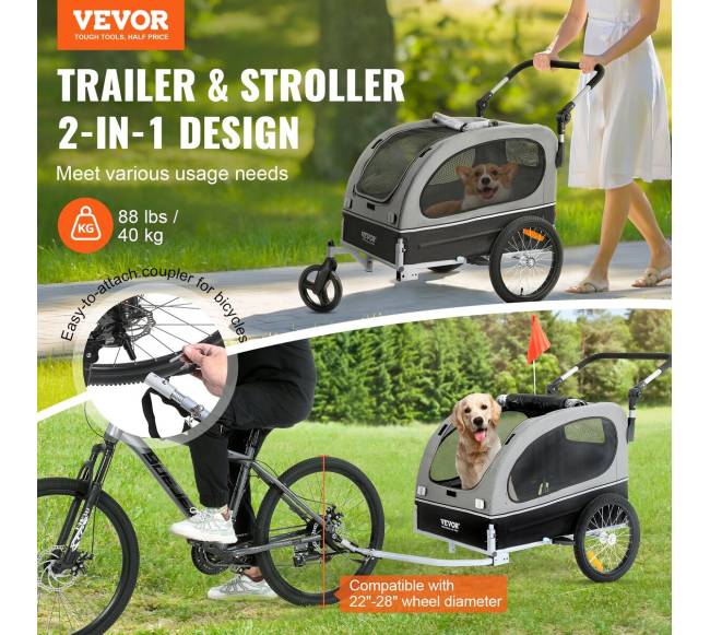 Šunų dviračio priekaba, palaiko iki 40 kg1