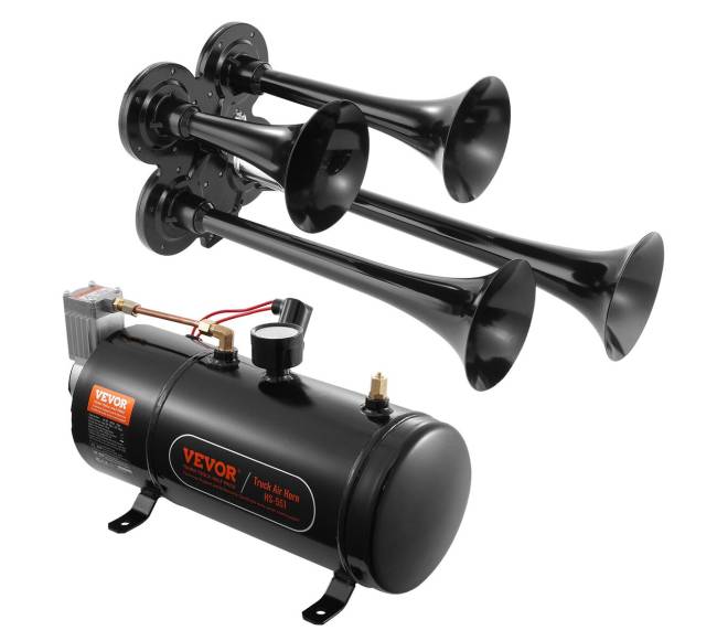 Traukinio signalų komplektas 4 trimitai su kompresoriumi10