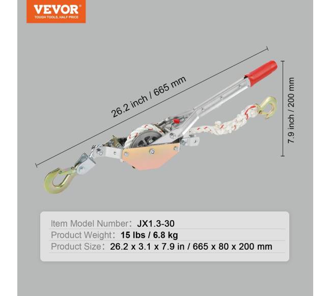 Virvės traukiklis 750 kg su 30 m virve6