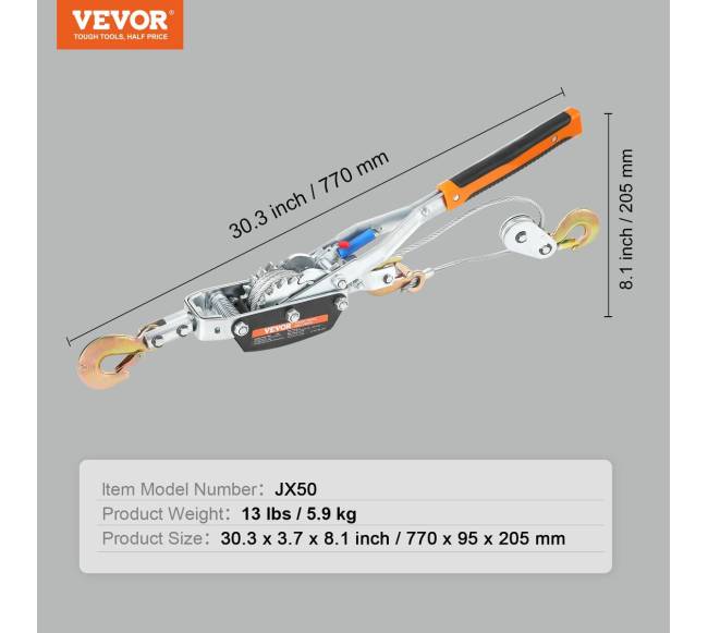 Traukimo gervė 5 t su trosu ir 3 kabliais6