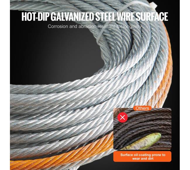 Cinkuoto plieno gervės lynas 9,5 mm x 30,5 m2