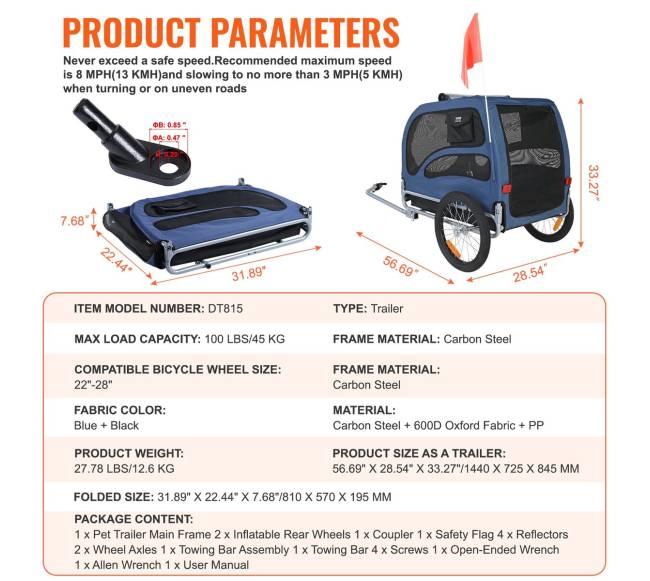 Šuns vežimėlis dviračiui iki 45 kg6