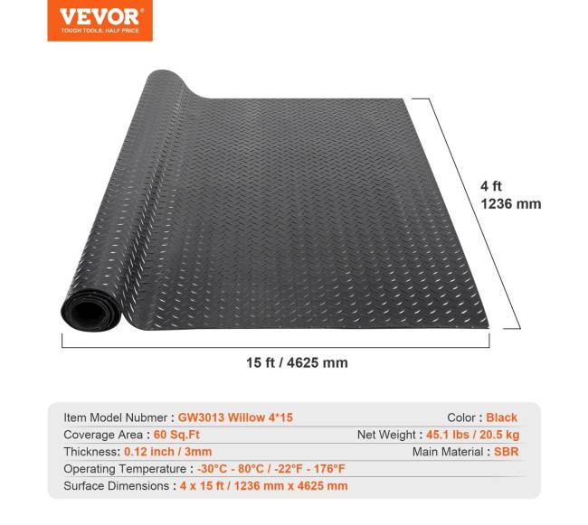 Garažinė guminė grindų danga su raštu 3 mm6