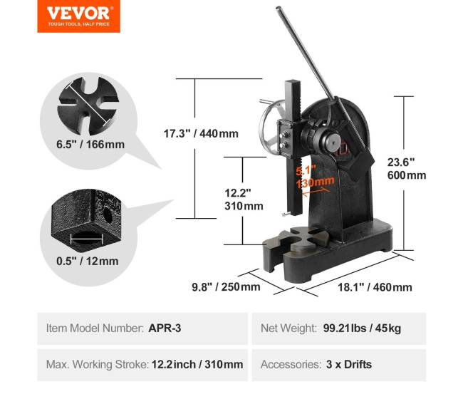 3 tonų reketinis presas su rankena6