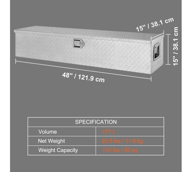 Aliuminė įrankių dėžė sunkvežimio lovai su užraktu6