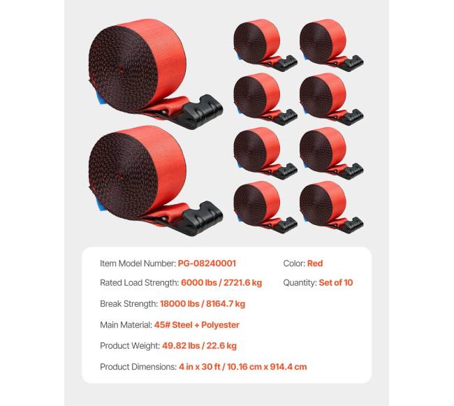 Krovinių tvirtinimo diržai su kabliuku 10.2 cm x 9.1 m6