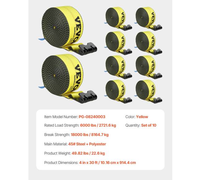 Pritvirtinimo diržai priekaboms 4 x 9,1 m6