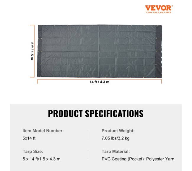 Sunkvežimių brezentas, juodas, PVC danga, 1.5 x 4.3 m6