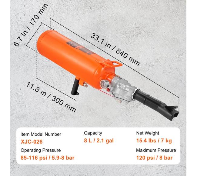 Padangų montuoklis, 8 l, 120 PSI6