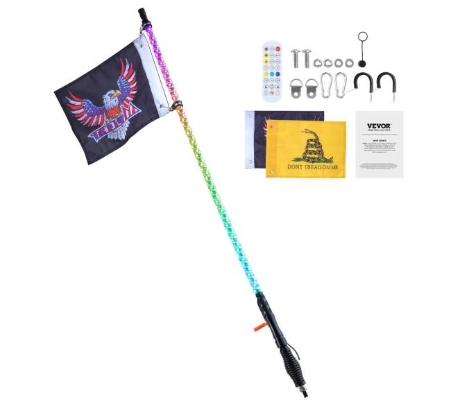 3 ft LED spiralinė antena su nuotoliniu valdymu8