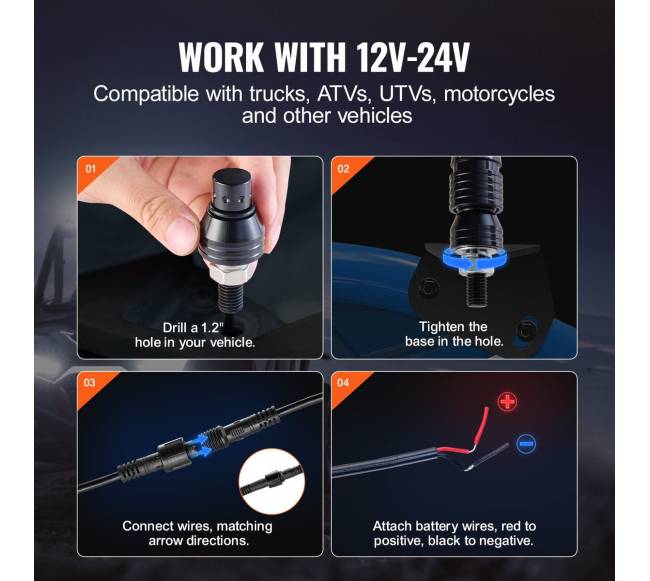 LED spiralinis antenos šviesos rinkinys ATV5