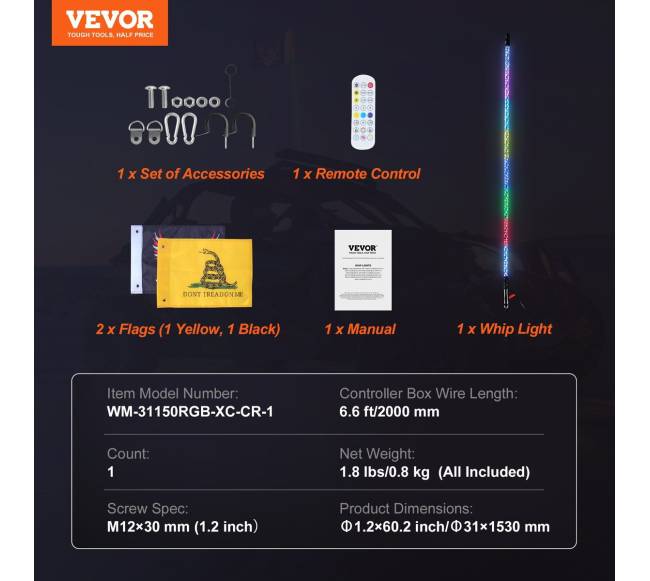 LED spiralinis antenos šviesos rinkinys ATV6