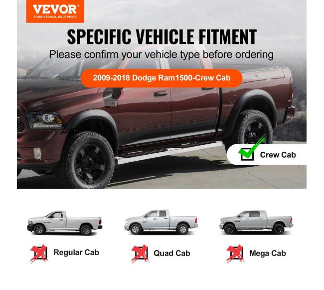 Šoninės pakopos Dodge Ram ekipažui 2009-20231