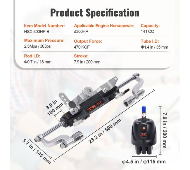 Hidraulinė valties vairavimo sistema 300AG6