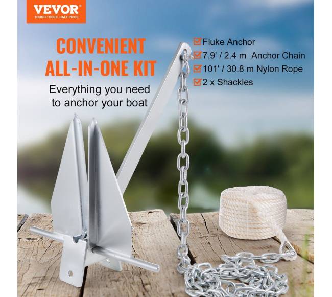 Flukų tipo inkaro komplektas su grandine ir virve1