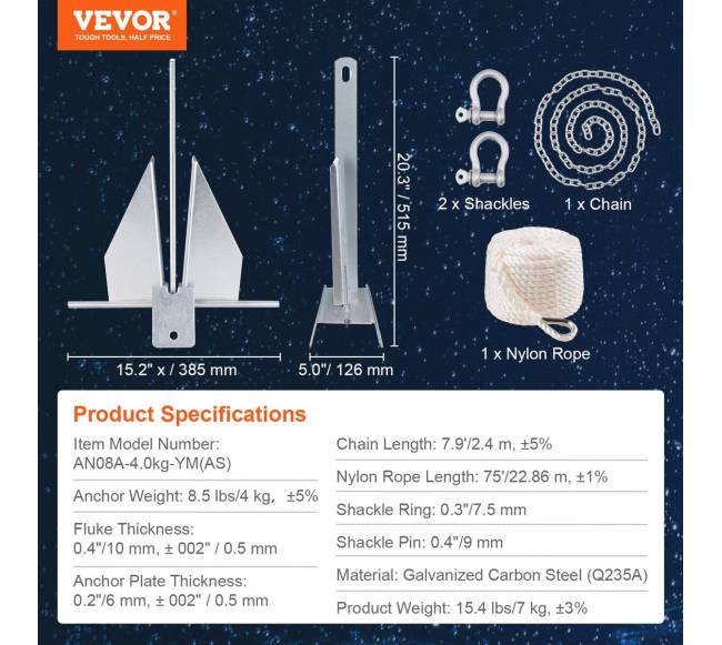 Fluko tipo inkaro rinkinys mažiems laivams6