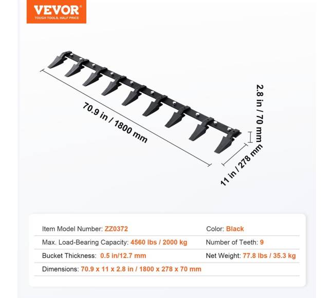 Kaušo dantų strypas, 72, 9 dantys6