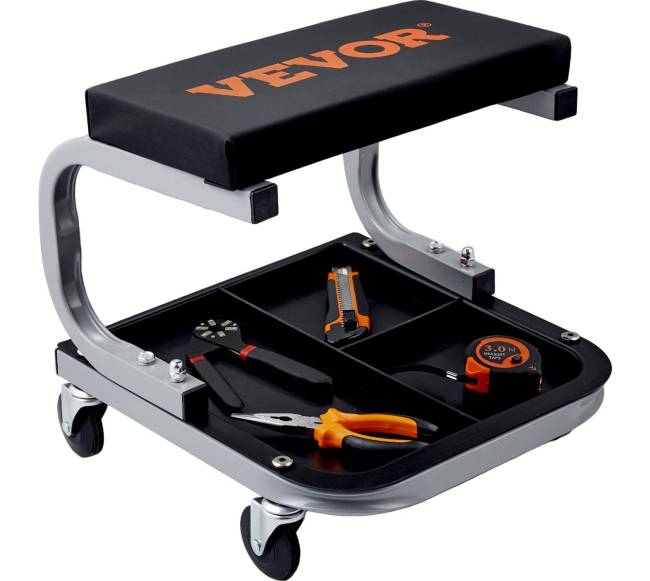 Mechaniko garažo taburetė su įrankių dėklu8